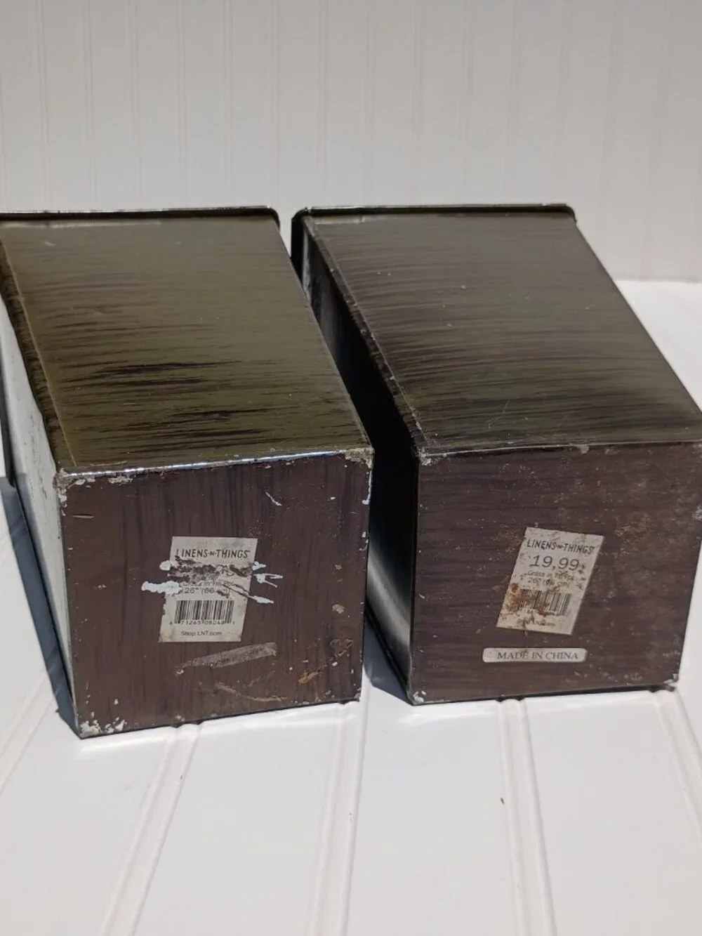 Vintage Metal Vases Planters Set of 2 Rectangular Tapered Industrial Rustic 8.5